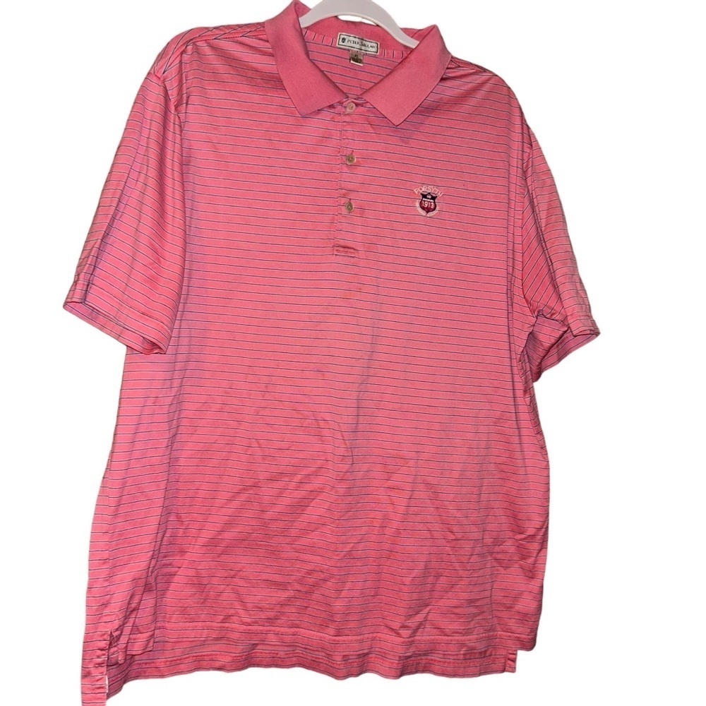 Peter millar pink stripe forsyth country club golf polo shirt size XL